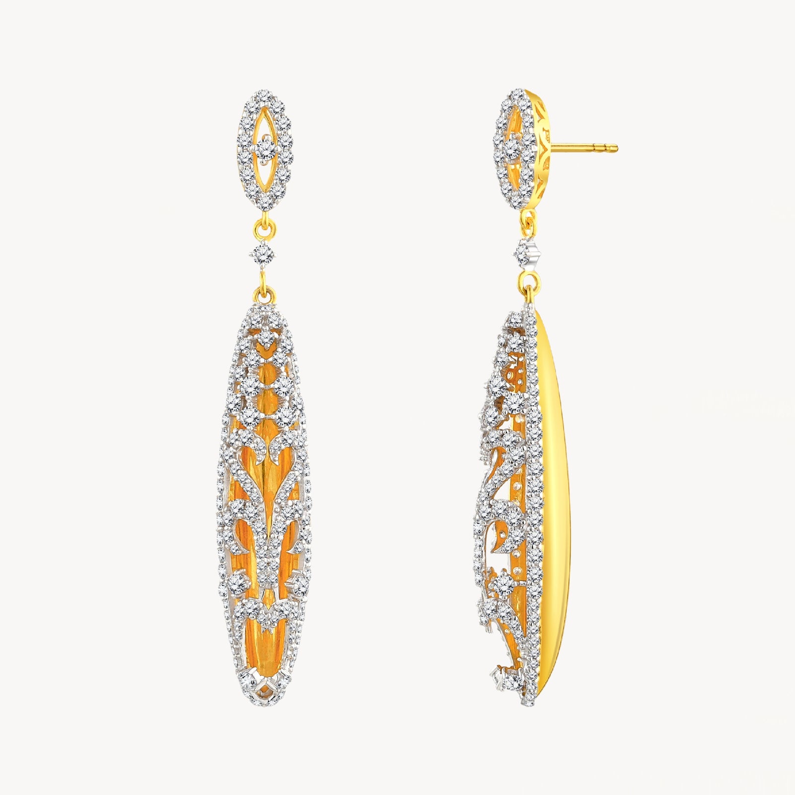 925 STERLING SILVER OPEN WORK EARRINGS WITH CUBIC ZIRCONIA