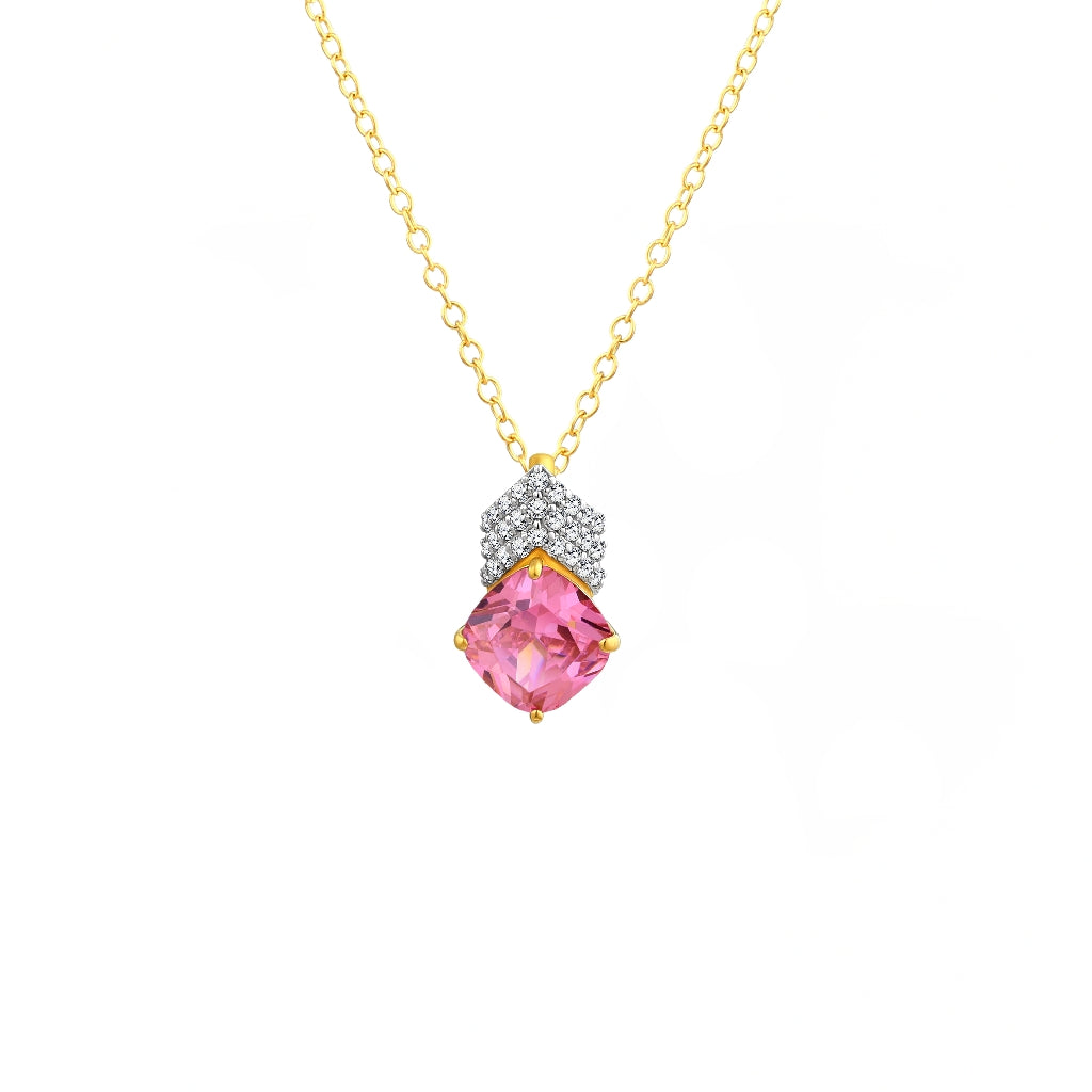 925 STERLING SILVER PENDANT WITH PINK CUBIC ZIRCONIA