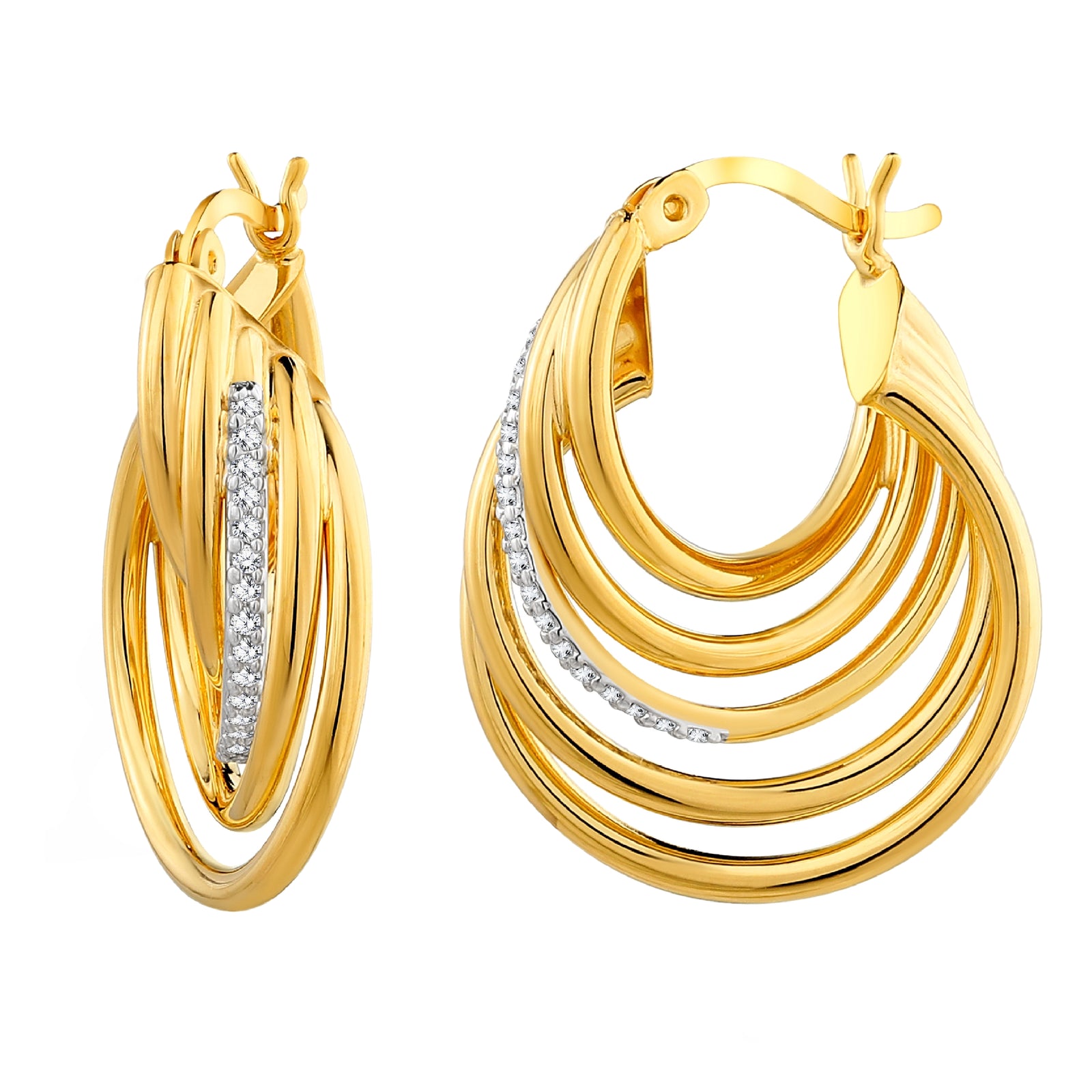 925 STERLING SILVER HOOP EARRINGS WITH CUBIC ZIRCONIA