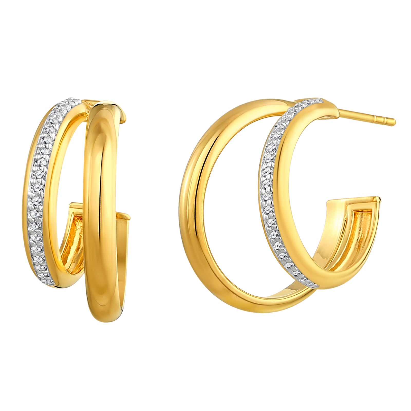 925 STERLING SILVER HOOP EARRINGS WITH CUBIC ZIRCONIA