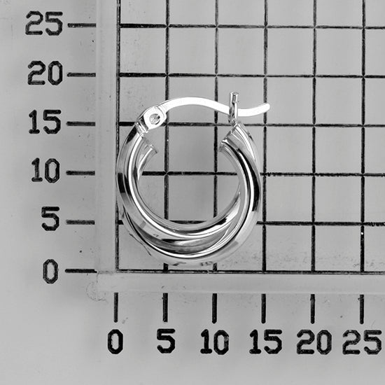 925 STERLING SILVER 15.0 MM. DOUBLE SQUARE TUBE HOOP EARRINGS F13203
