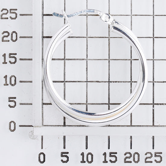 925 STERLING SILVER 25.0 MM. DOUBLE CROSSOVER ROUND HOOP EARRINGS F13246