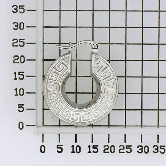 925 STERLING SILVER BACK TO BACK GREEKEY PATTERN HOOP EARRINGS F17277