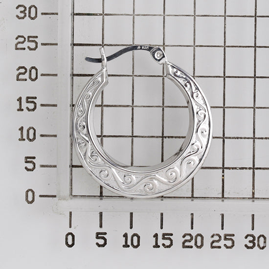 925 STERLING SILVER BACK TO BACK ANCIENT WAVE PATTERN HOOP EARRINGS F17279