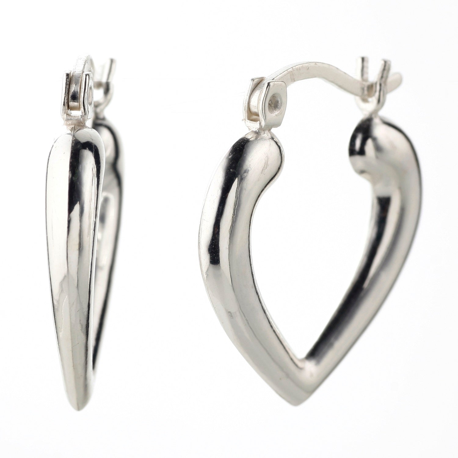 925 STERLING SILVER BACK TO BACK OPENED HEART SHAPE HOOP EARRINGS F17336