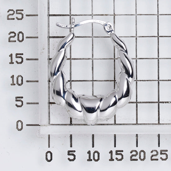 925 STERLING SILVER BACK TO BACK CROISSANT PATTERN HOOP EARRINGS F17746