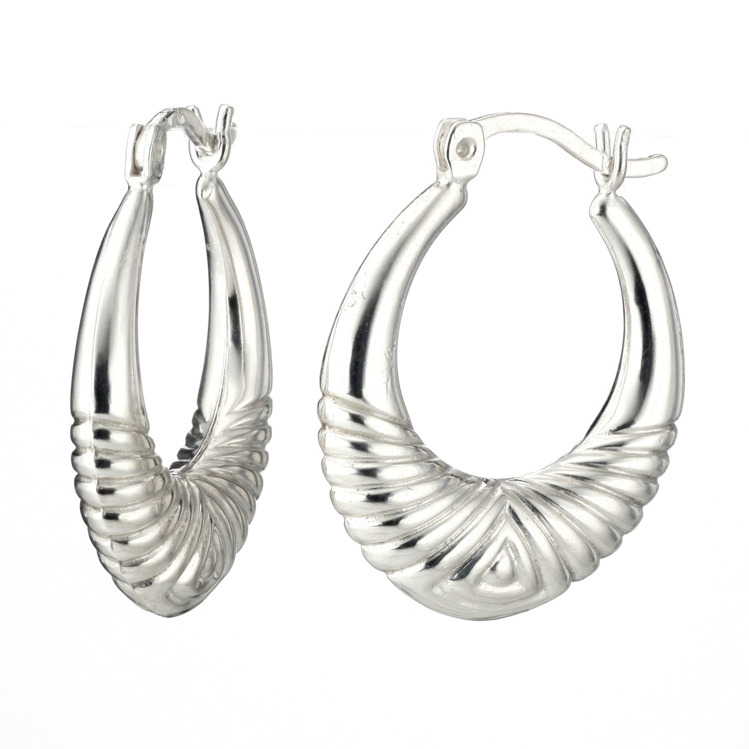 925 STERLING SILVER BACK TO BACK STRIPE PATTERN HOOP EARRINGS F17770