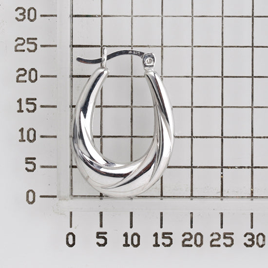 925 STERLING SILVER BACK TO BACK CURL PATTERN HOOP EARRINGS F17794