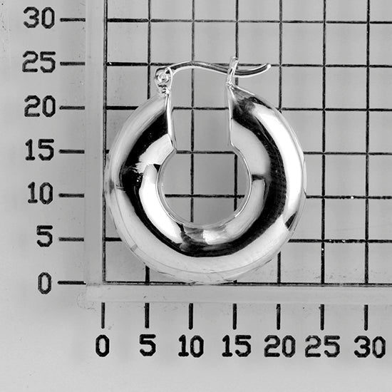 925 STERLING SILVER BACK TO BACK FLAT DONUT BOLD HOOP EARRINGS F17856