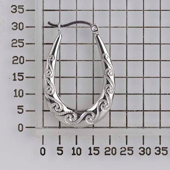 925 STERLING SILVER 30.0 MM. BACK TO BACK SPIRAL ON HOOP CREOLE EARRINGS F17974