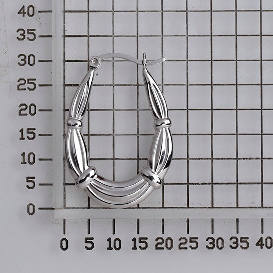 925 STERLING SILVER 30.0 MM. BACK TO BACK CURTAIN PATTERN CREOLE HOOP EARRINGS F17976