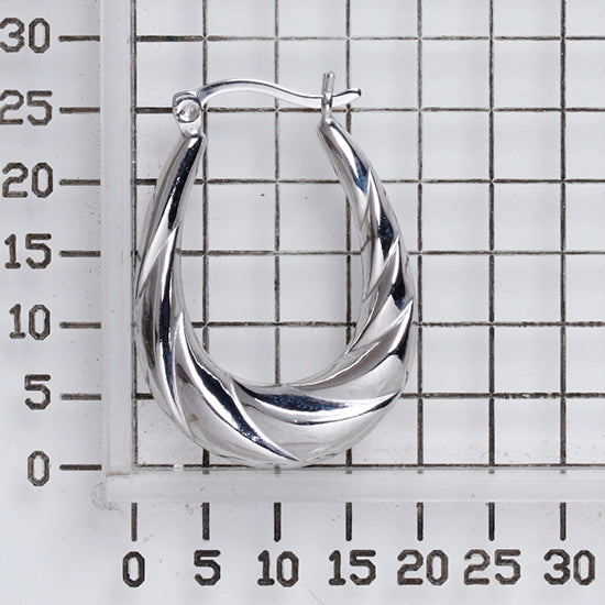 925 STERLING SILVER 25.0 MM. BACK TO BACK WAVER CREOLE HOOP EARRINGS F18967