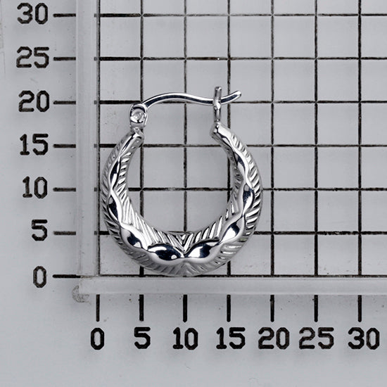 925 STERLING SILVER BACK TO BACK CLASSIC DIMAOND CUT HOOP EARRINGS F19094