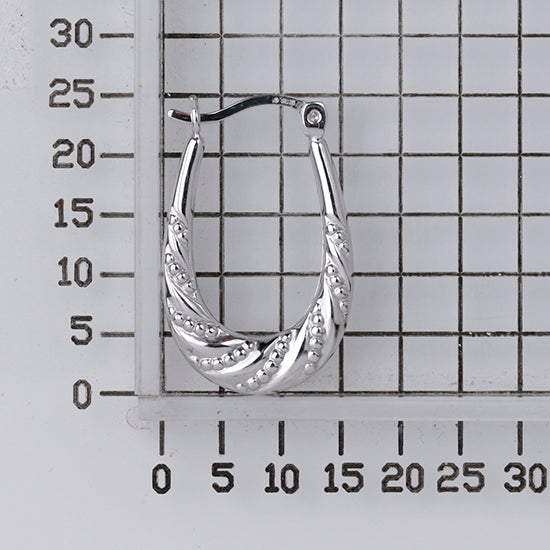 925 STERLING SILVER BACK TO BACK CAVIAR WAVED HOOP EARRINGS F19127