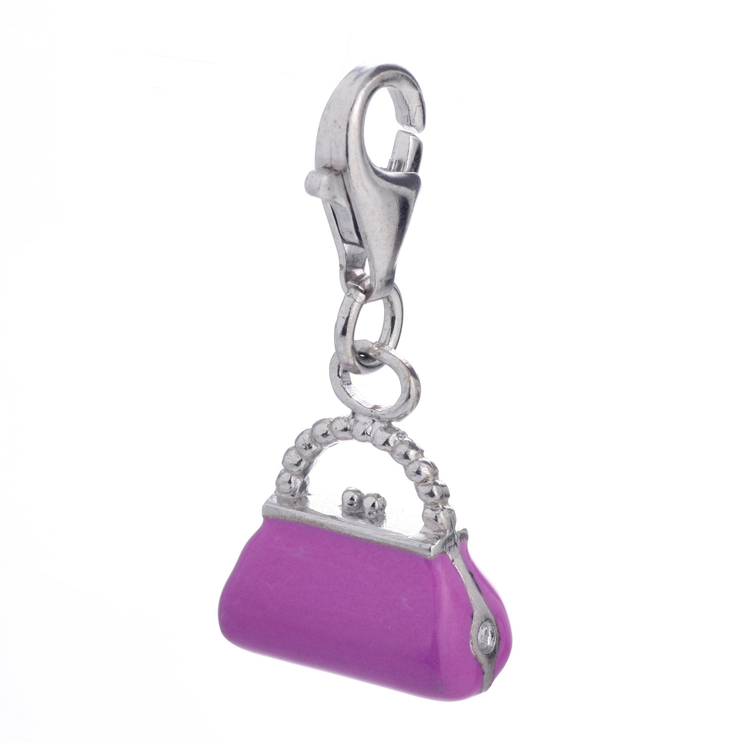 925 STERLING SILVER LITTLE PURSE HANDBAG ENAMEL CHARM F20264