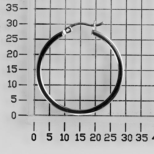 925 STERLING SILVER SQUARE ROUND HOOP EARRINGS 25.0 MM F24620