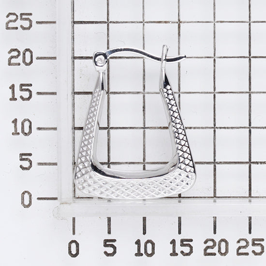 925 STERLING SILVER 20.0 MM. BACK TO BACK NET PATTERN TRIANGLE SHAPE CREOLE HOOP EARRINGS F25712