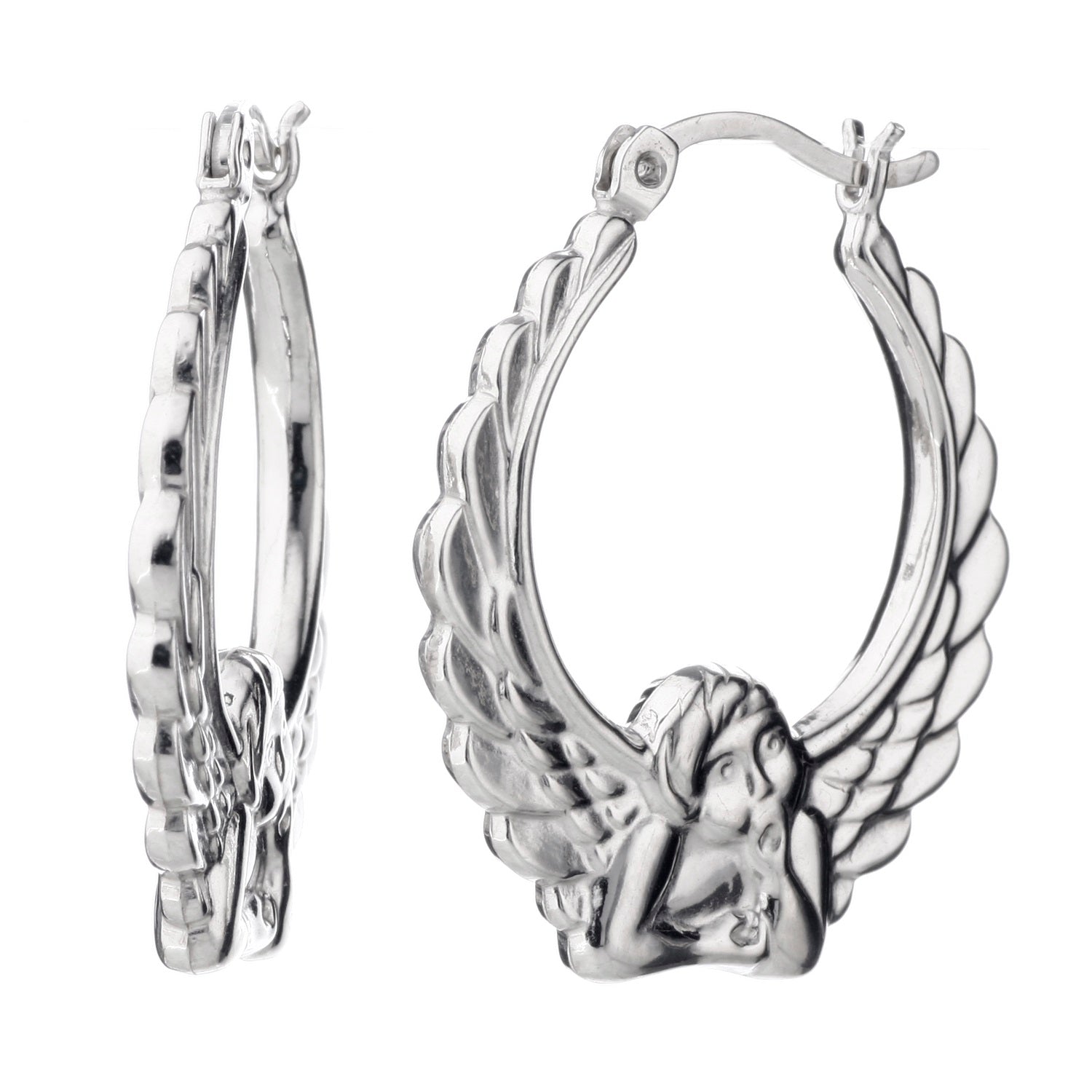 925 STERLING SILVER BACK TO BACK ANGLE HOOP EARRINGS F25714