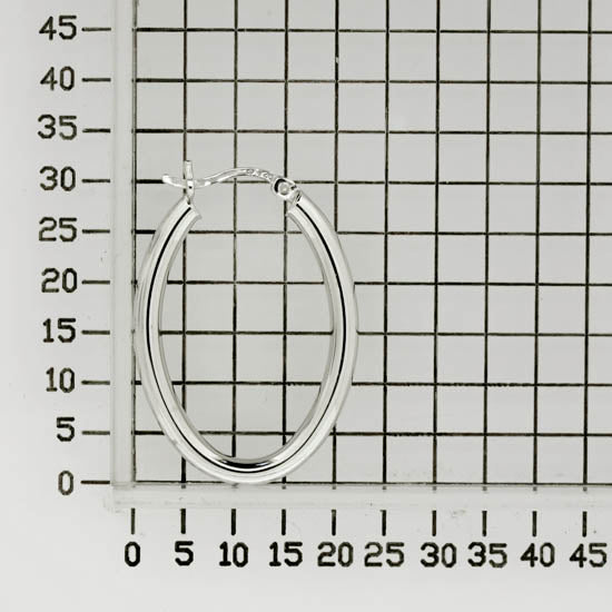 925 STERLING SILVER 30.0 MM. ROUND TUBE OVAL SHAPE HOOP EARRINGS F26930