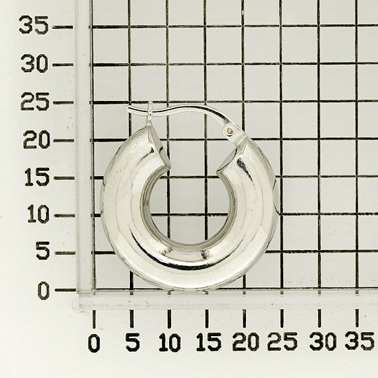 925 STERLING SILVER BACK TO BACK BOLD DONUT SHAPE HOOP EARRINGS F27710