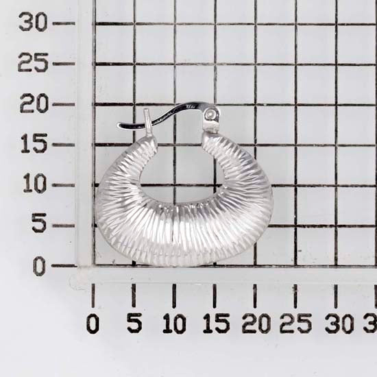 925 STERLING SILVER BACK TO BACK DIAMOND CUT CROISSANT PATTERN HOOP EARRINGS F28573