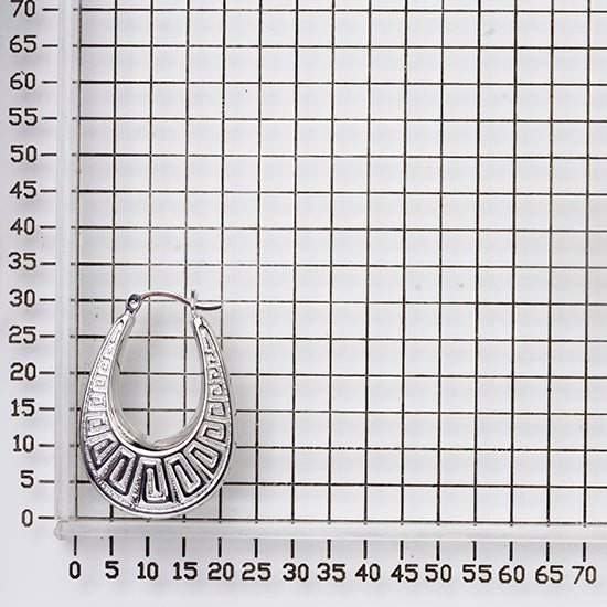 925 STERLING SILVER BACK TO BACK HOOP EARRIGS GREEKEY PATTERN F28577