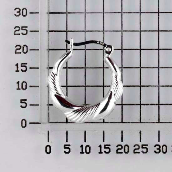 925 STERLING SILVER 20.0 MM. BACK TO BACK WAVES PATTERN CREOLE HOOP EARRINGS F28607