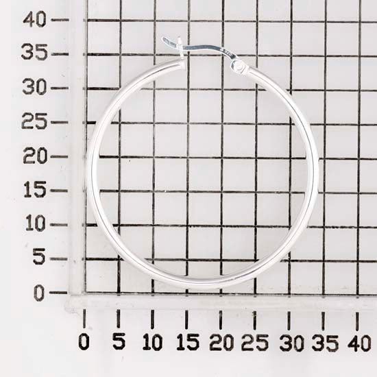 925 STERLING SILVER ROUND HOOP EARRINGS PLAIN 30.0 MM F31280