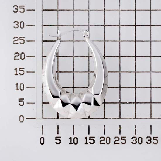 925 STERLING SILVER 25.0 MM. BACK TO BACK FACETED PATTERN CREOLE HOOP EARRINGS F33791