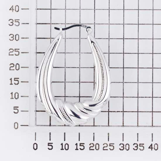 925 STERLING SILVER BACK TO BACK CLASSIC CAVIAR HOOP EARRINGS F33796