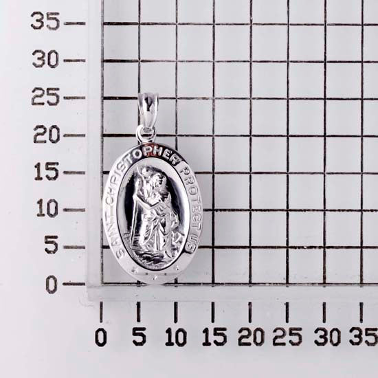 925 STERLING SILVER 14.0 MM OVAL SAINT CHRISTOPHER PENDANT F36334