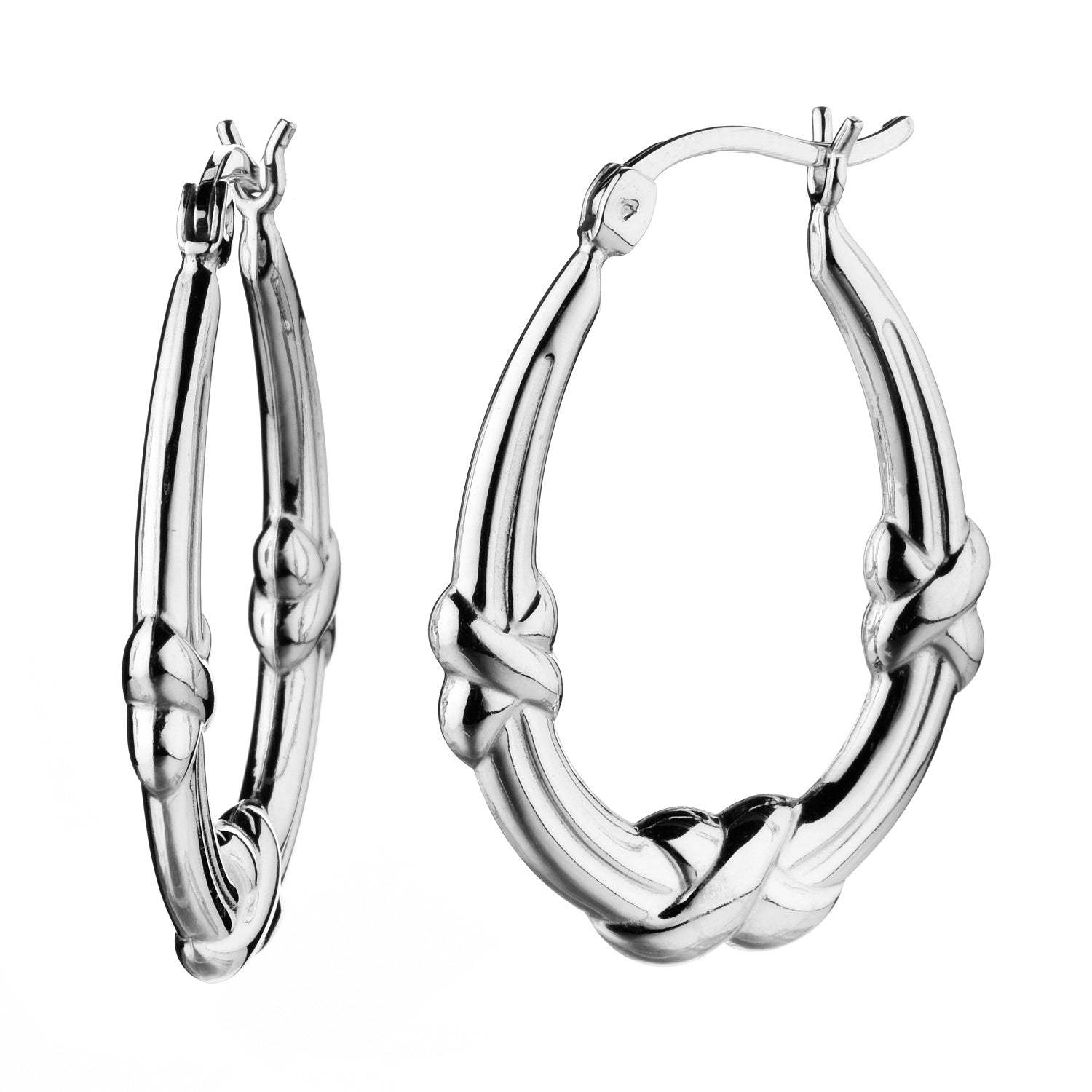 925 STERLING SILVER 25.0 MM. BACK TO BACK "X" ON HOOP CREOLE EARRINGS F36357