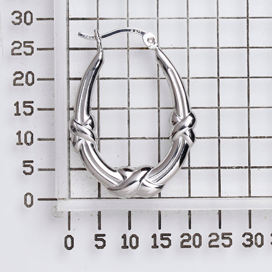 925 STERLING SILVER 25.0 MM. BACK TO BACK "X" ON HOOP CREOLE EARRINGS F36357