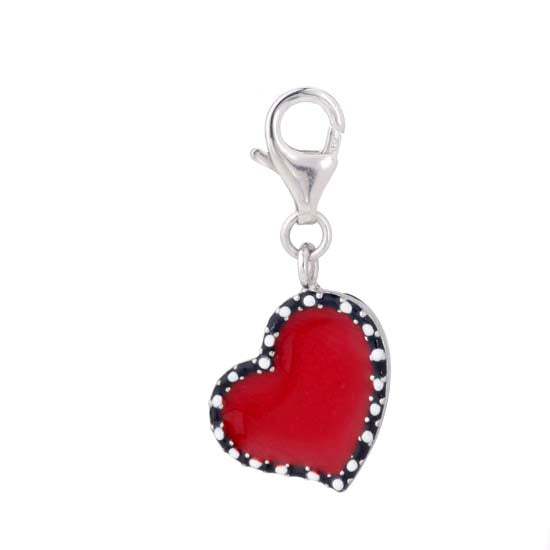 925 STERLING SILVER HEART ENAMEL CHARM F39151