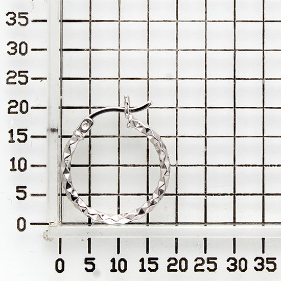 925 STERLING SILVER ROUND HOOP EARRINGS WITH DIAMOND CUT 20.0 MM F39569