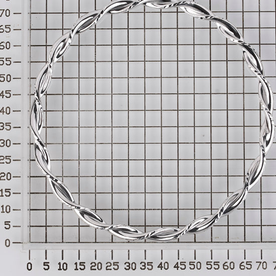 925 STERLING SILVER FIMININE FILIGREE ALL ROUND WITH DIAMOND CUT SLIP ON BANGLE