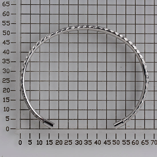 925 STERLING SILVER CLASSIC DOUBLE DIAMOND CUT CUFF BANGLE