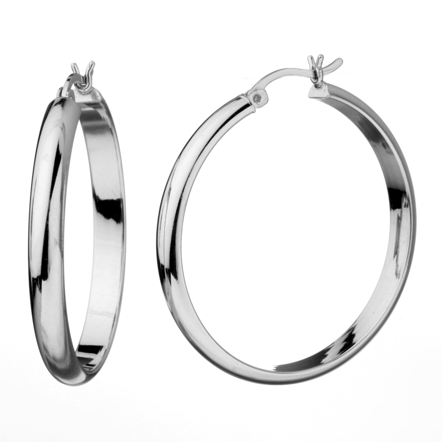 925 STERLING SILVER HALF ROUND 35.0 MM BASIC HOOPS F42510