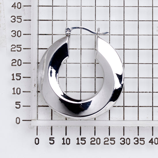 925 STERLING SILVER BACK TO BACK HALF ROUND FLAT HOOP EARRINGS F43320