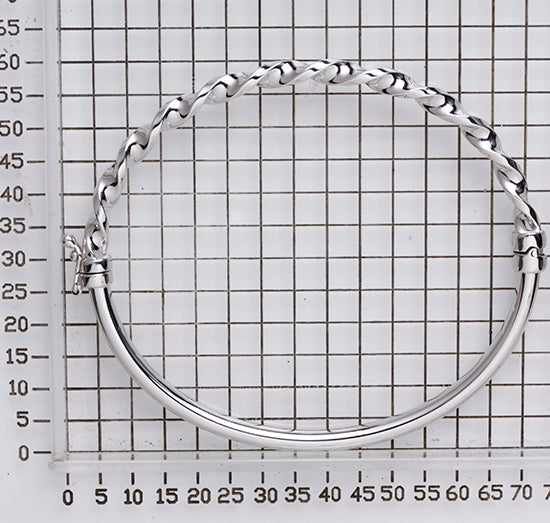 925 STERLING SILVER HALF TWISTED HALF PLAIN HINGED BANGLE