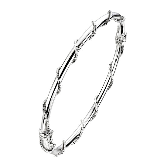 925 STERLING SILVER WRAPPED IN VINES HINGED BANGLE