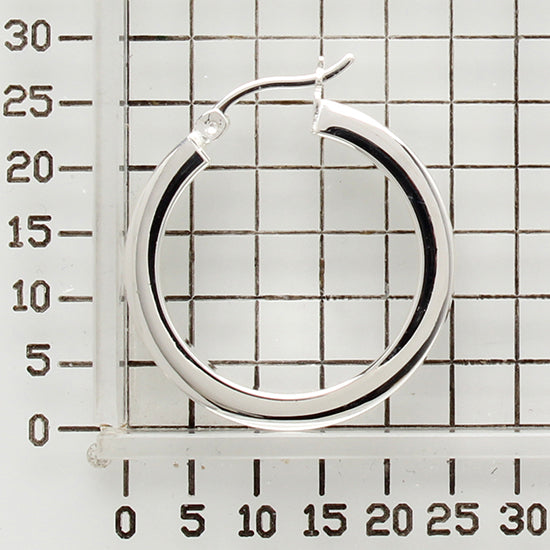 925 STERLING SILVER 25.0 MM. SQUARE ROUND BASIC HOOPS F49423