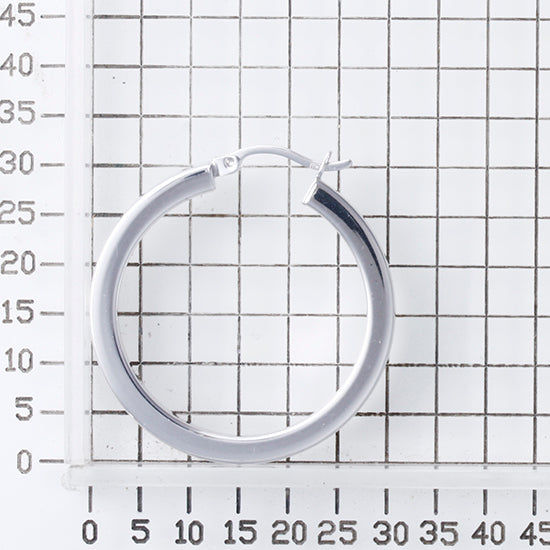 925 STERLING SILVER SQUARE ROUND HOOP EARRINGS 30.0 MM F49424