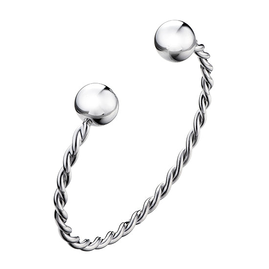925 STERLING SILVER CLASSIC BALL CORRUGATE CUFF BANGLE