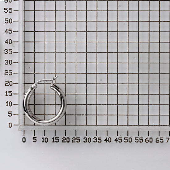 925 STERLING SILVER 25.0 MM. MINIMAL TRIPLE LINE TUBES HOOP EARRINGS F55815