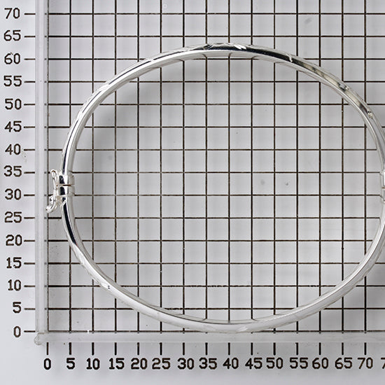 925 STERLING SILVER CLASSIC WITH DIAMOND CUT HINGED BANGLE