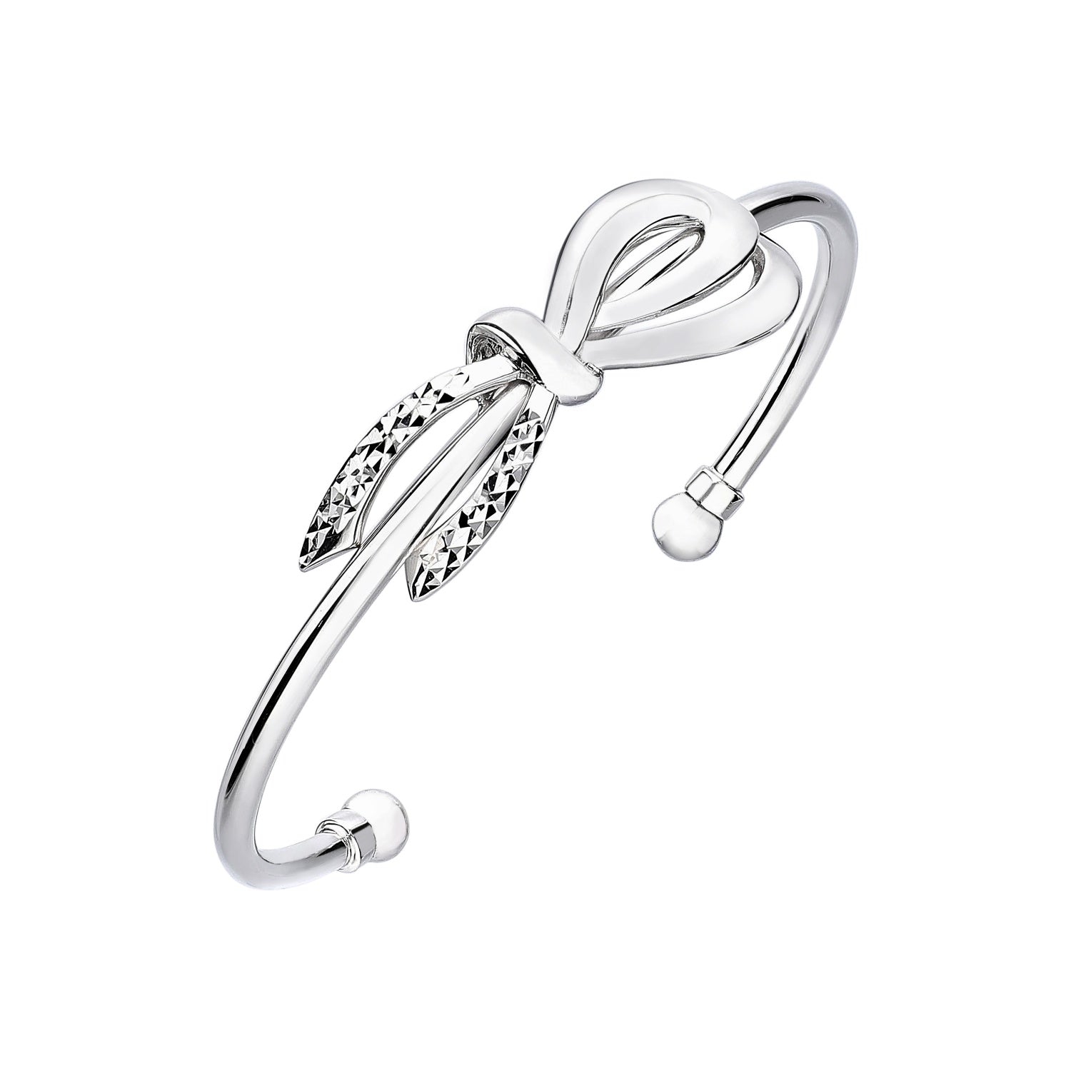 925 STERLING SILVER RIBBON OPEN CUFF BANGLE F56243