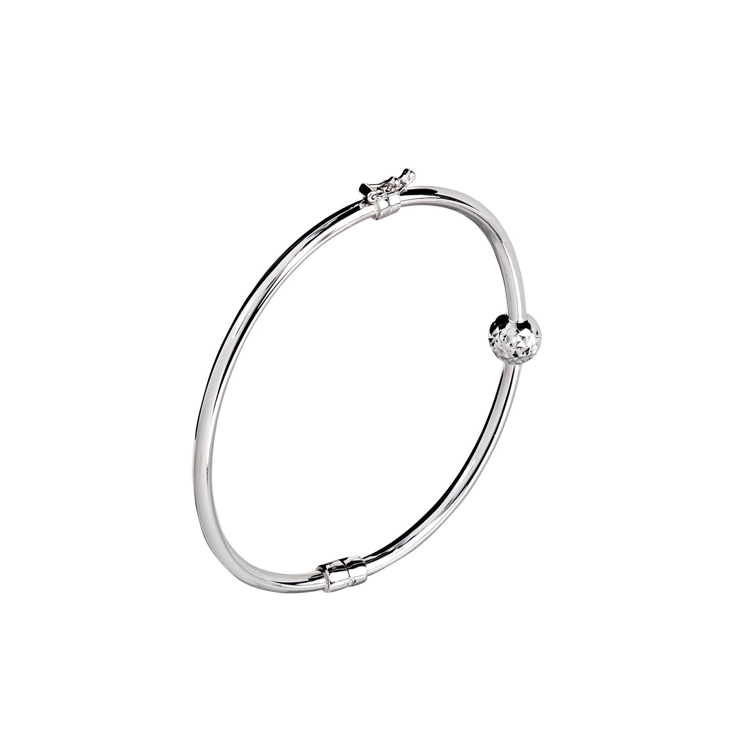 925 STERLING SILVER DISCO BALL DIAMOND CUT HINGED BANGLE F57535