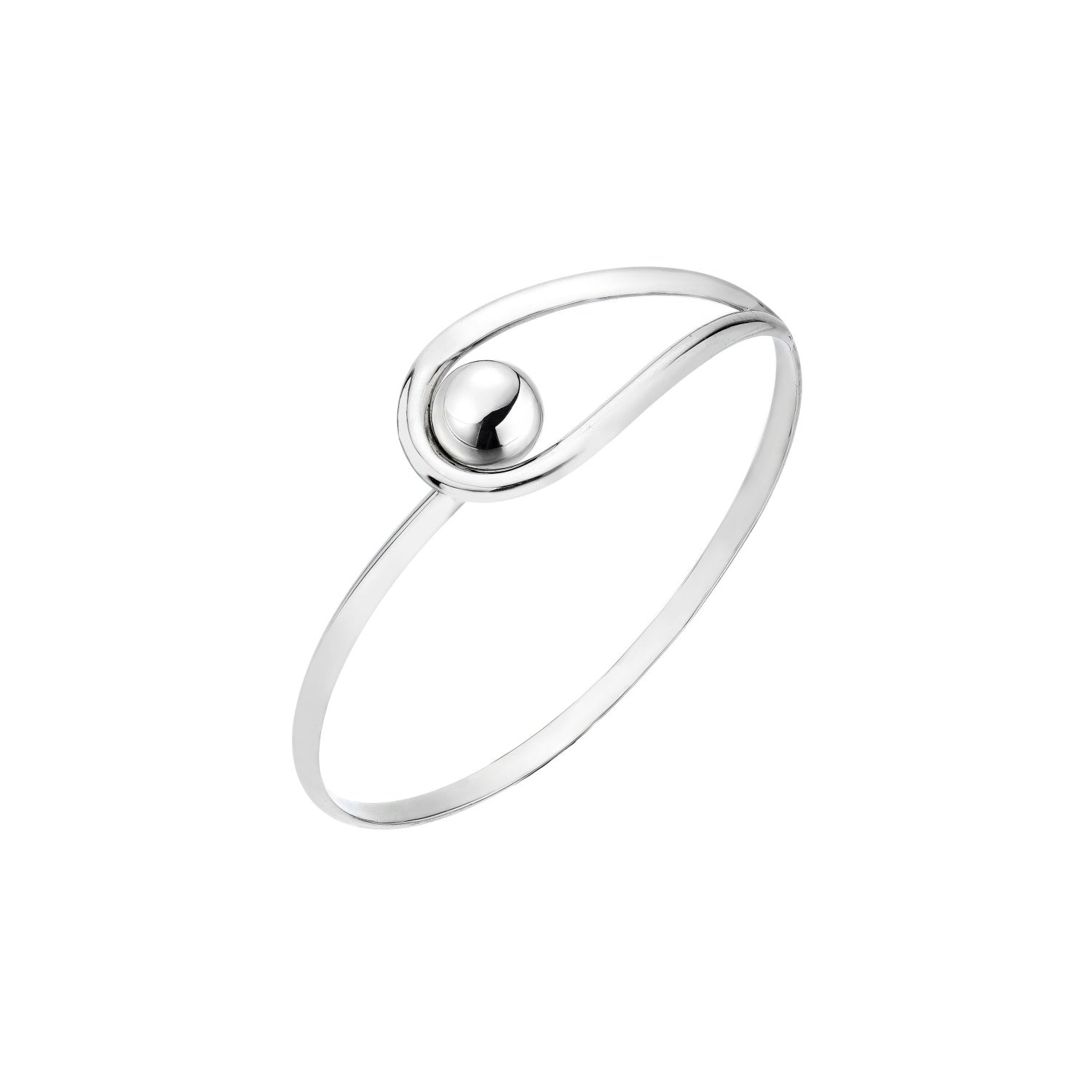 925 STERLING SILVER BALL LOCK ROUND SLIP ON BANGLE F58730