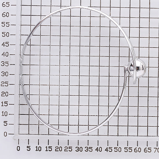 925 STERLING SILVER BALL LOCK ROUND SLIP ON BANGLE